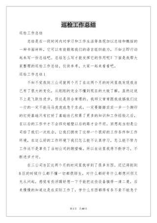 巡检工作参考总结