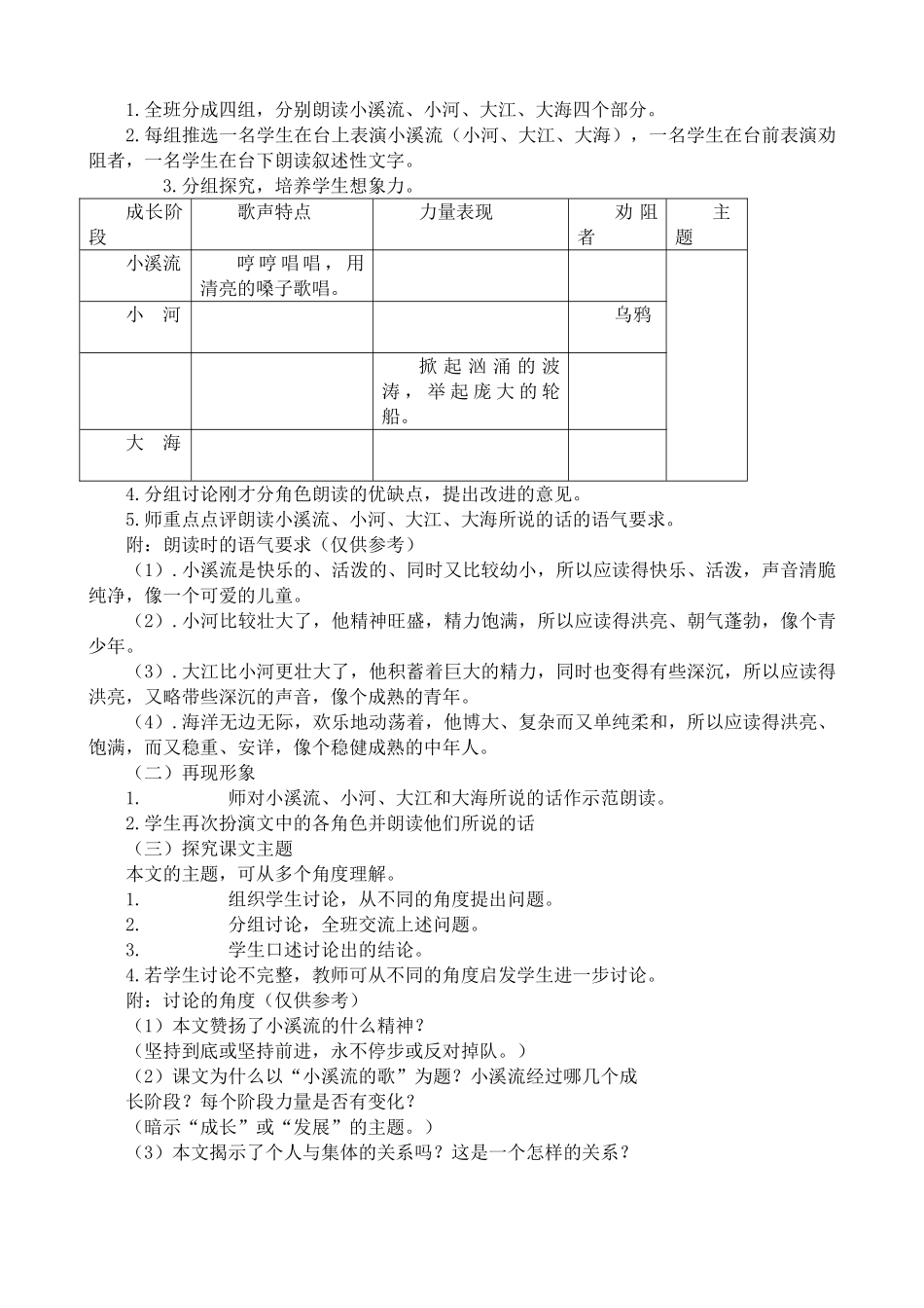 语文版教材七年级语文上册小溪流的歌_第2页