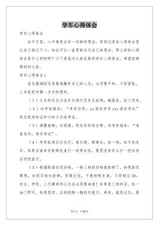 学车体会心得