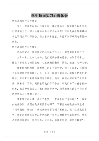 学生顶岗实习体会心得