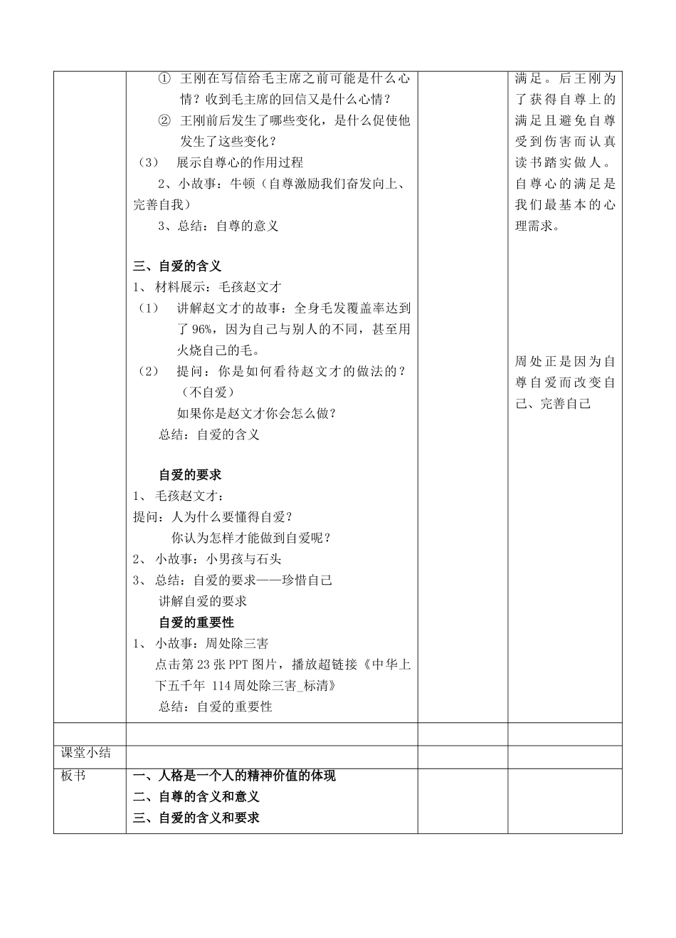 秋八年级道德与法治上册 第一单元 做人之本 1.1 自尊自爱 第1框 自尊自爱是健康的人格教学设计 粤教版教材-粤教版教材初中八年级上册政治教学设计(00001)_第3页