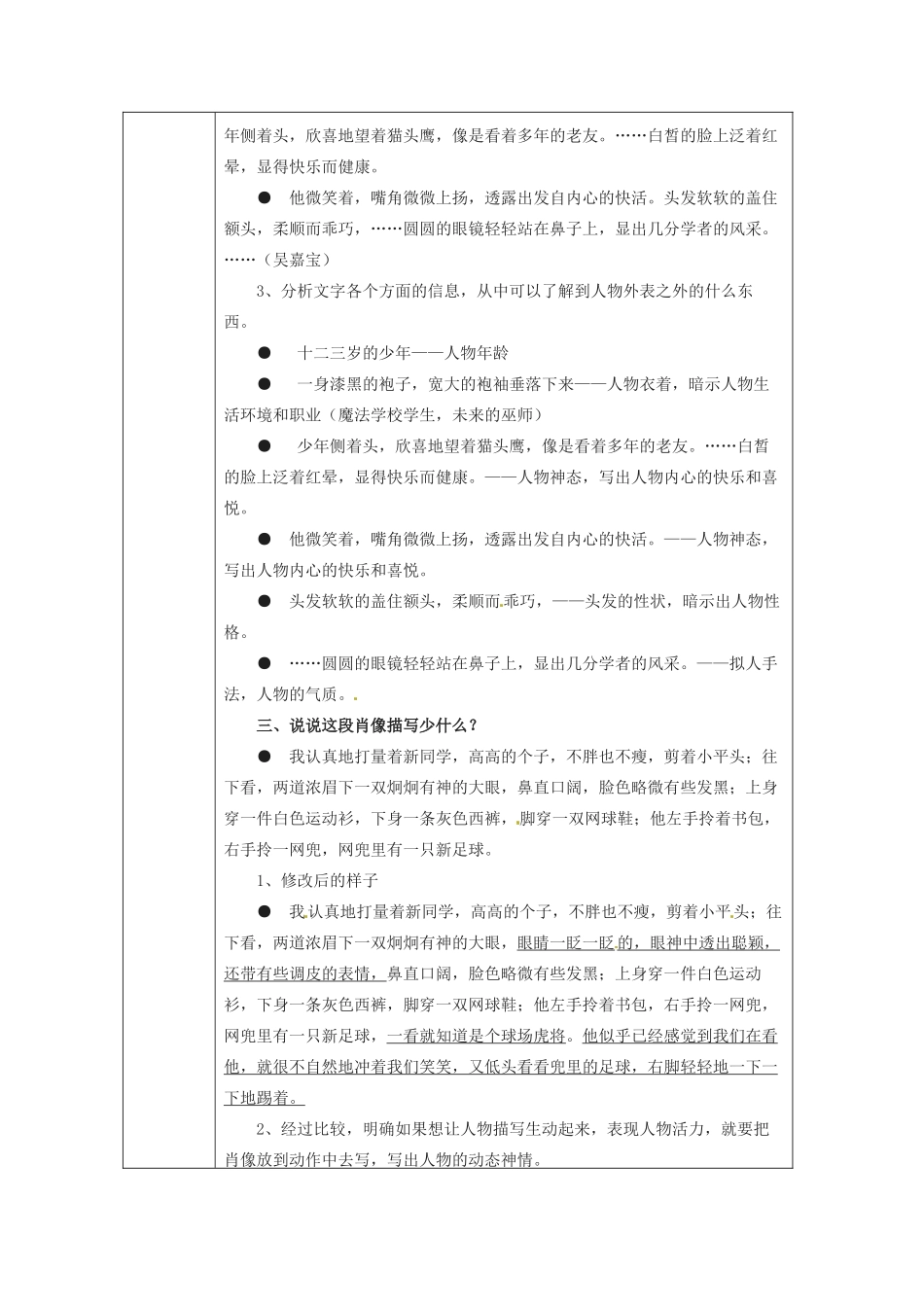 浙江省绍兴县杨汛桥镇中学七年级语文上册《外貌描写》教学案 人教新课标版教材_第2页