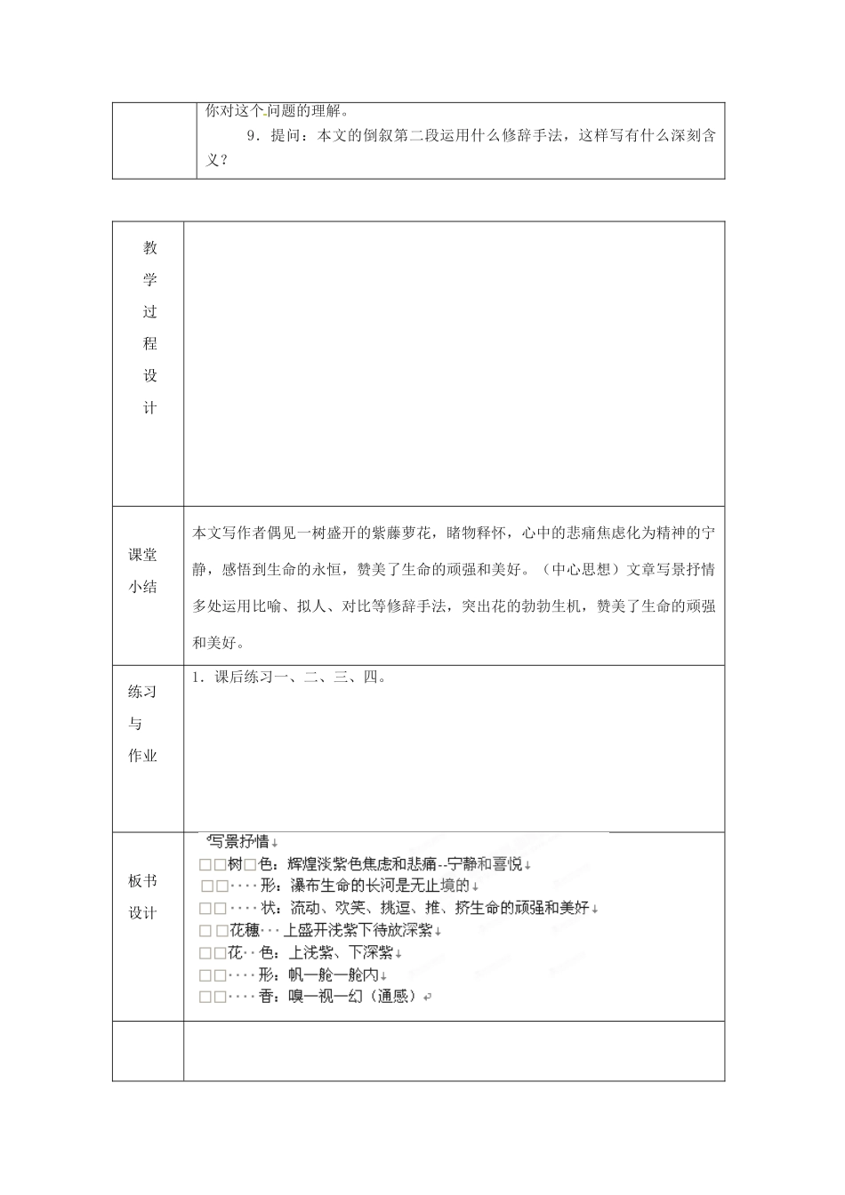 浙江省绍兴县杨汛桥镇中学七年级语文上册《紫藤萝瀑布》1教学案 人教新课标版教材_第2页
