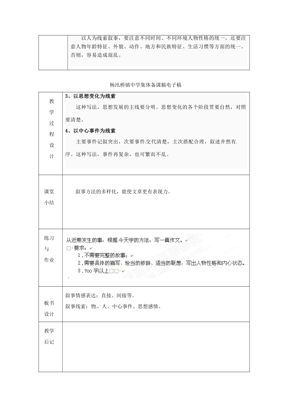 浙江省绍兴县杨汛桥镇中学七年级语文上册《叙事的情感与线索》教学案 人教新课标版教材_第2页
