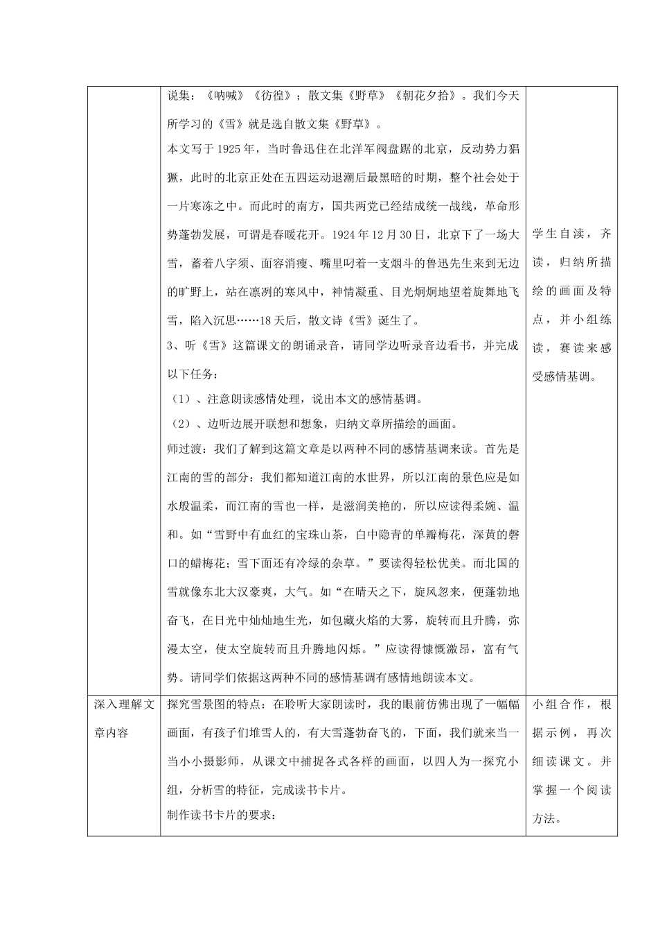 浙江省瑞安市安阳镇上望一中八年级语文下册 《6.雪》教学设计 人教新课标版教材_第2页
