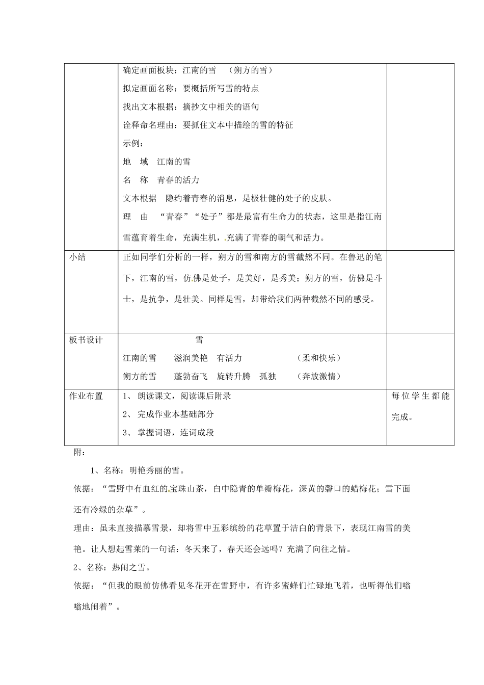 浙江省瑞安市安阳镇上望一中八年级语文下册 《6.雪》教学设计 人教新课标版教材_第3页