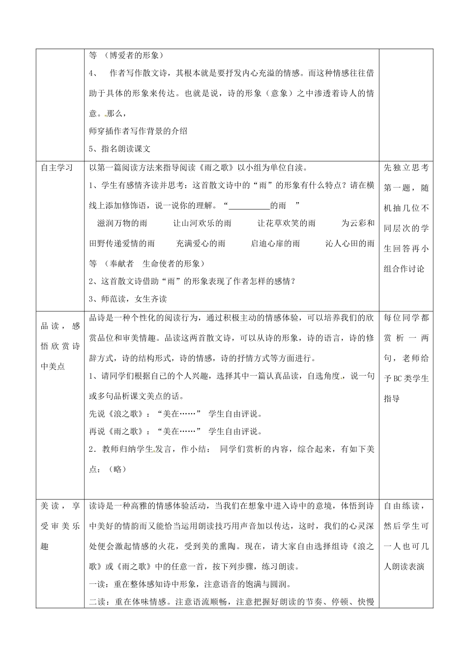 浙江省瑞安市安阳镇上望一中八年级语文下册 《10.组歌》教学设计 人教新课标版教材_第2页