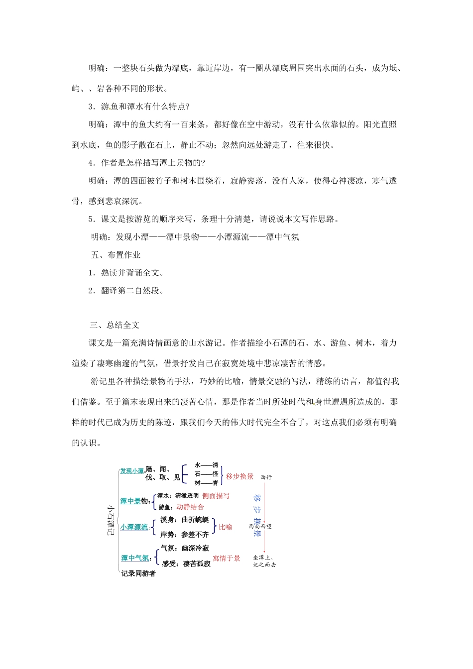 浙江省温州市龙湾区实验中学八年级语文下册 第六单元《小石潭记》教学设计 新人教版教材_第2页