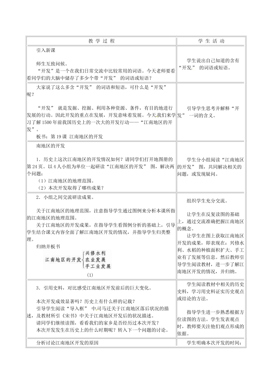浙江省永嘉县大若岩镇中学七年级政治上册 第四单元 第19课 江南地区的开发教学设计 新人教版教材_第3页