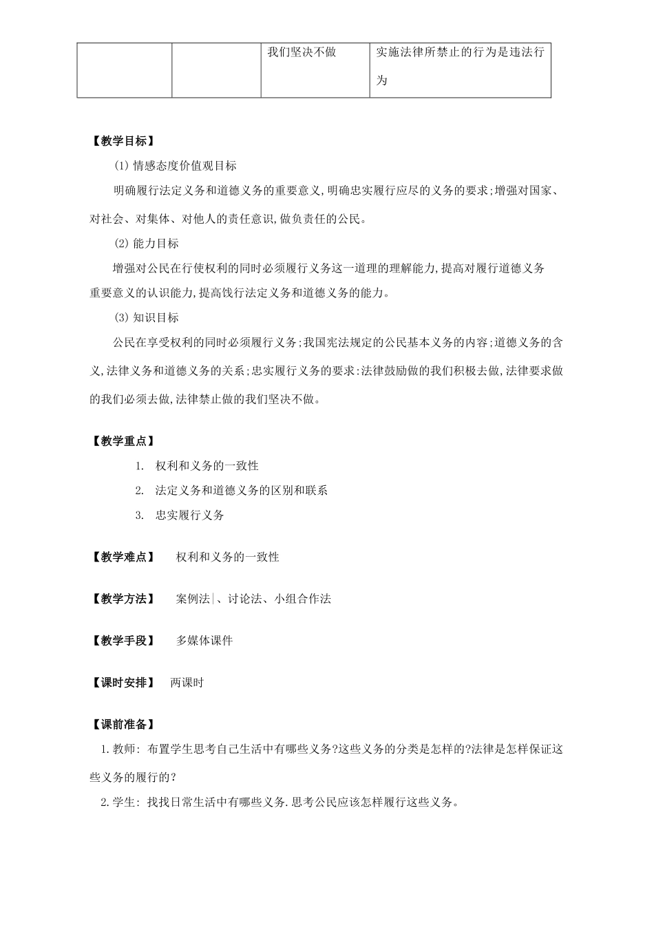 新疆石河子市第八中学八年级政治下册《我们应尽的义务》教学设计 新人教版教材_第2页