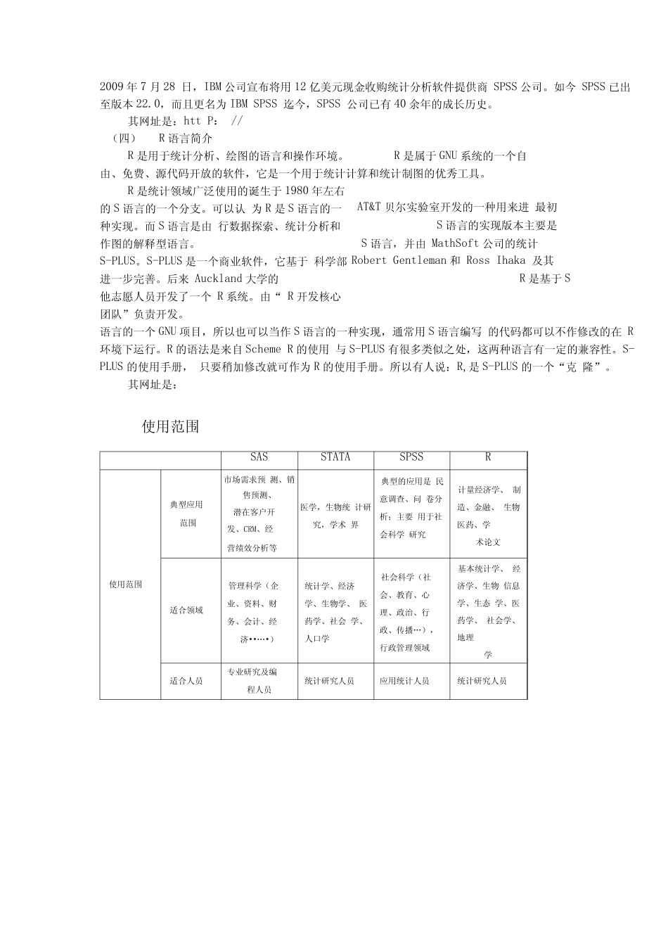 张亨整理四个常用统计软件SASSTATASPSSR语言分析比较及其他统计软件概述_第2页
