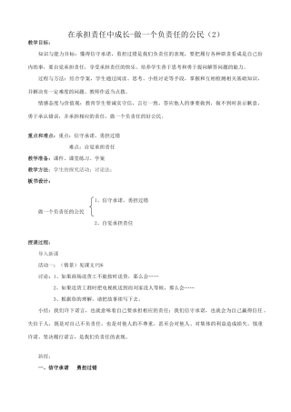 新人教版教材九年级政治在承担责任中成长 做一个负责任的公民教学设计2
