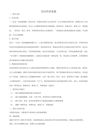 新人教版教材九年级政治关注经济发展教学设计1
