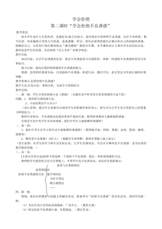 新人教版教材七年级政治上册学会拒绝-“学会拒绝不良诱惑”