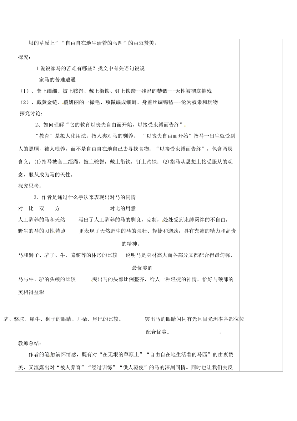 山西省忻州市第六中学七年级语文下册 马教学设计 新人教版教材_第2页