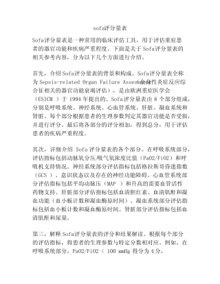 sofa评分量表 