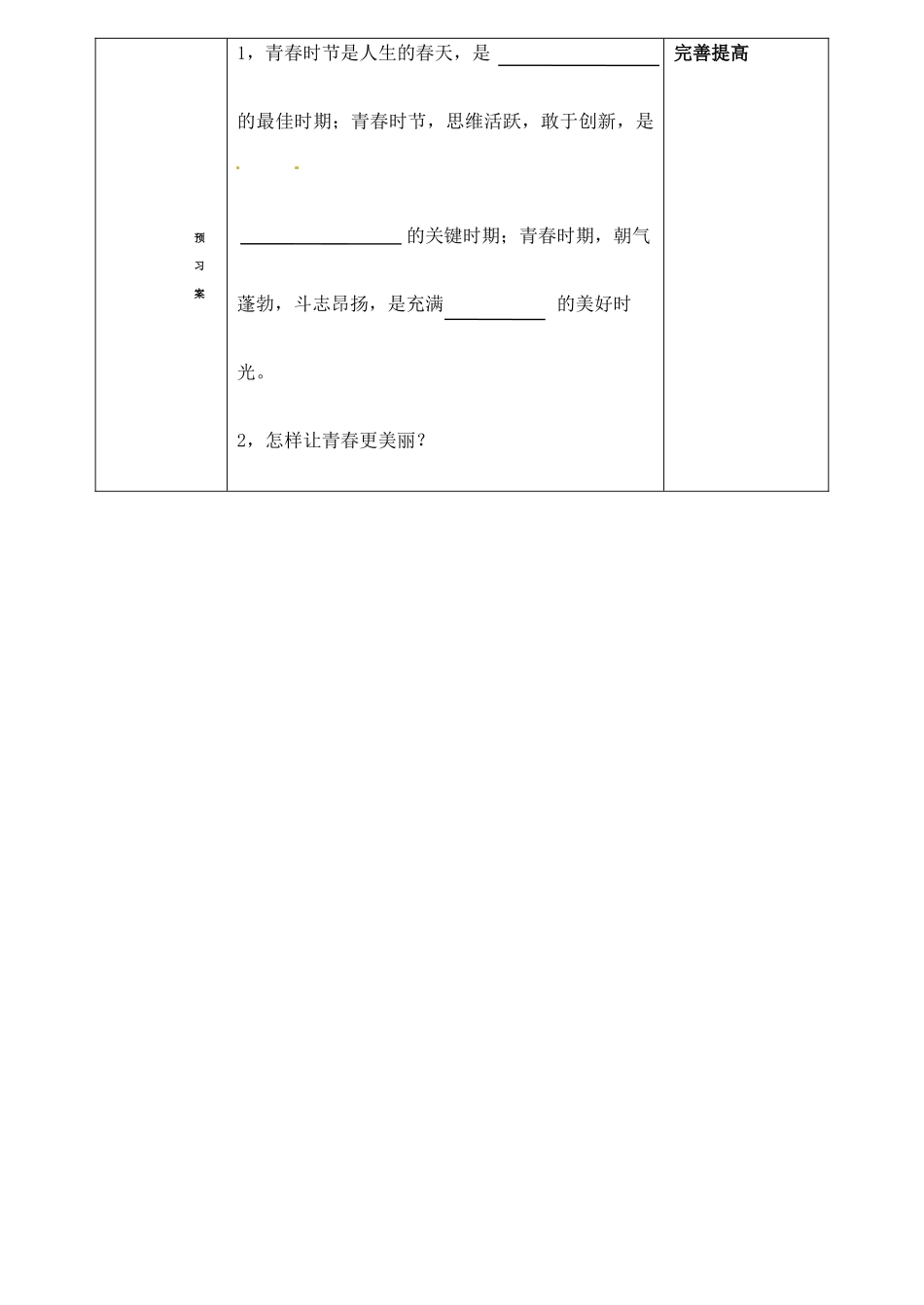 山东省阳信县第一实验学校七年级政治上册 第一单元 2.2《迈好青春第一步》教学设计 鲁教版教材_第2页
