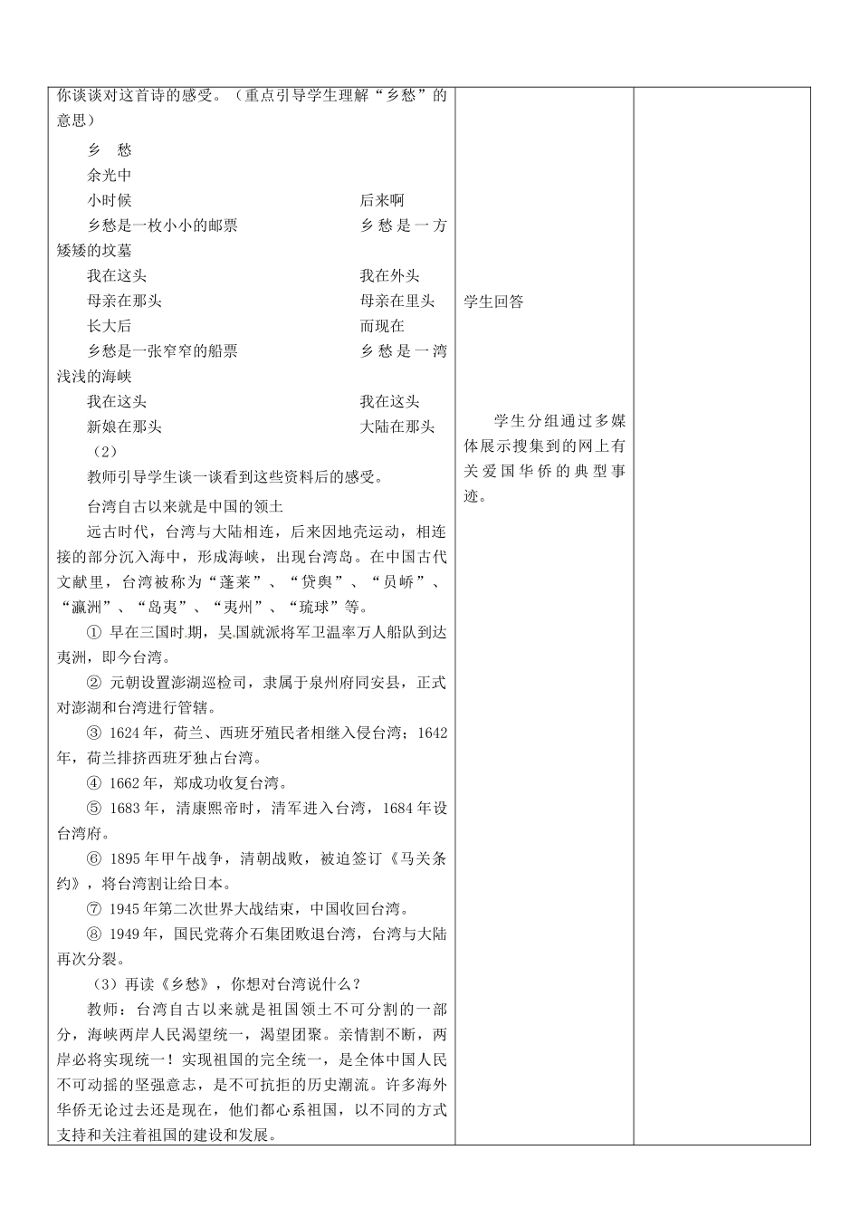 山东省郯城县第三初级中学八年级政治上册《我们都是龙的传人》教学设计 新人教版教材_第3页