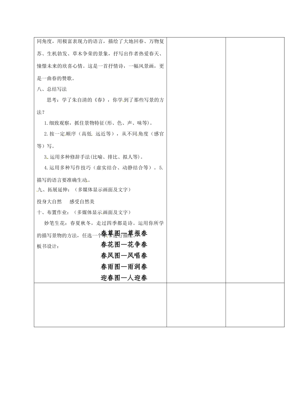 山东省郯城县第三初级中学七年级语文上册《春》教学设计（二） 新人教版教材_第3页