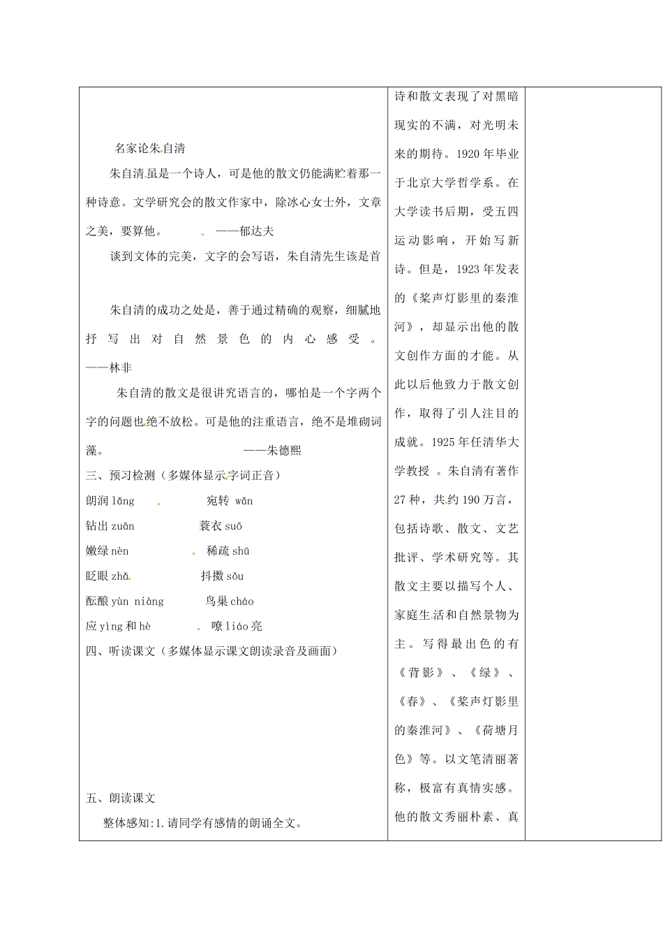 山东省郯城县第三初级中学七年级语文上册《春》教学设计（一） 新人教版教材_第2页