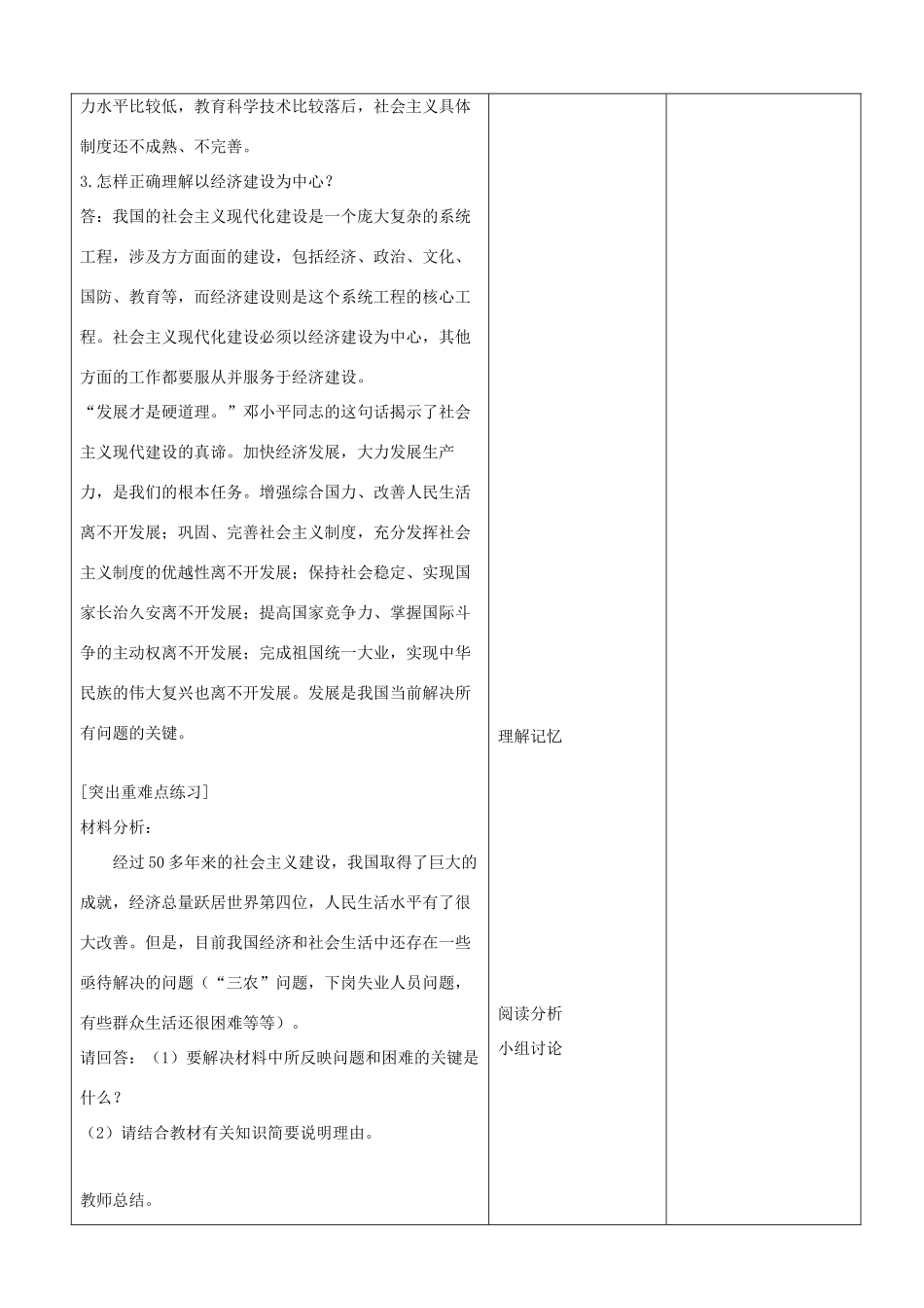 山东省郯城县九年级政治《走强国富民之路》教学设计 人教新课标版教材_第2页