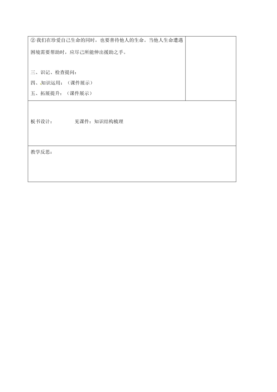 山东省郯城县七年级道德与法治下册 第八单元 珍爱生命 热爱生活 第15课 呵护宝贵的生命教学设计 鲁人版教材六三制-鲁人版教材初中七年级下册政治教学设计_第3页