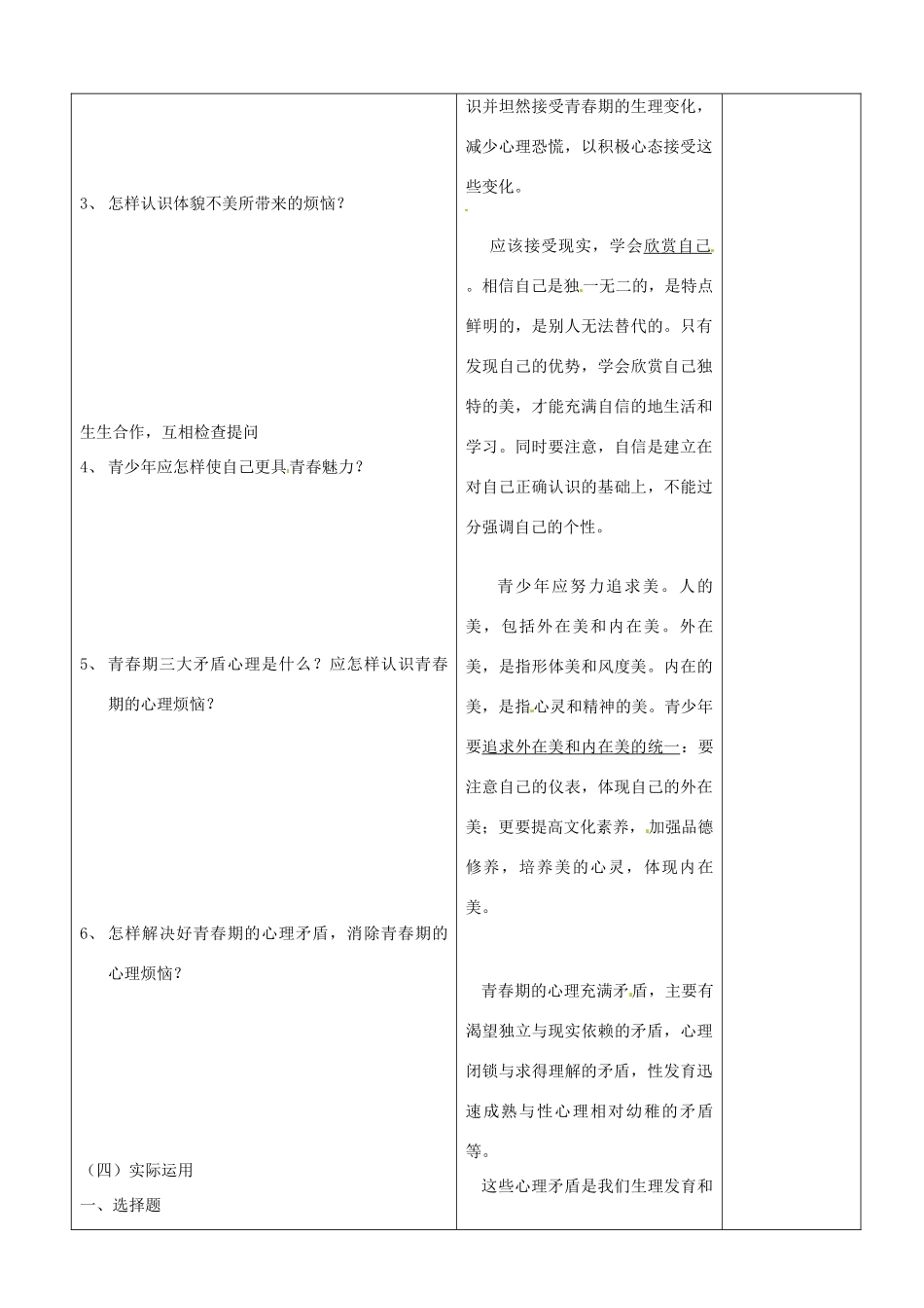 山东省郯城三中七年级政治《人们说我长大了》教学设计_第2页