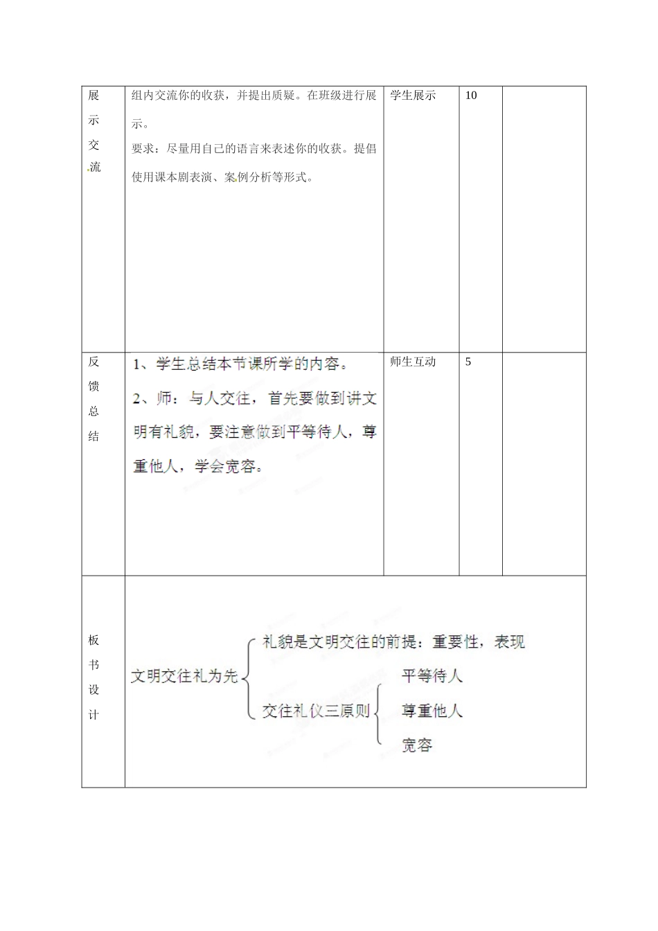 山东省邹平县礼参初级中学八年级政治上册 第二单元 文明交往礼为先（第三课时）教学设计 鲁教版教材_第3页