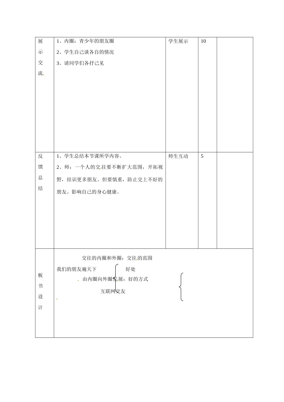 山东省邹平县礼参初级中学八年级政治上册 第二单元 我们的朋友遍天下（第二课时）教学设计 鲁教版教材_第3页
