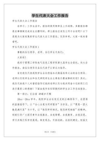 学生代表大会工作报告