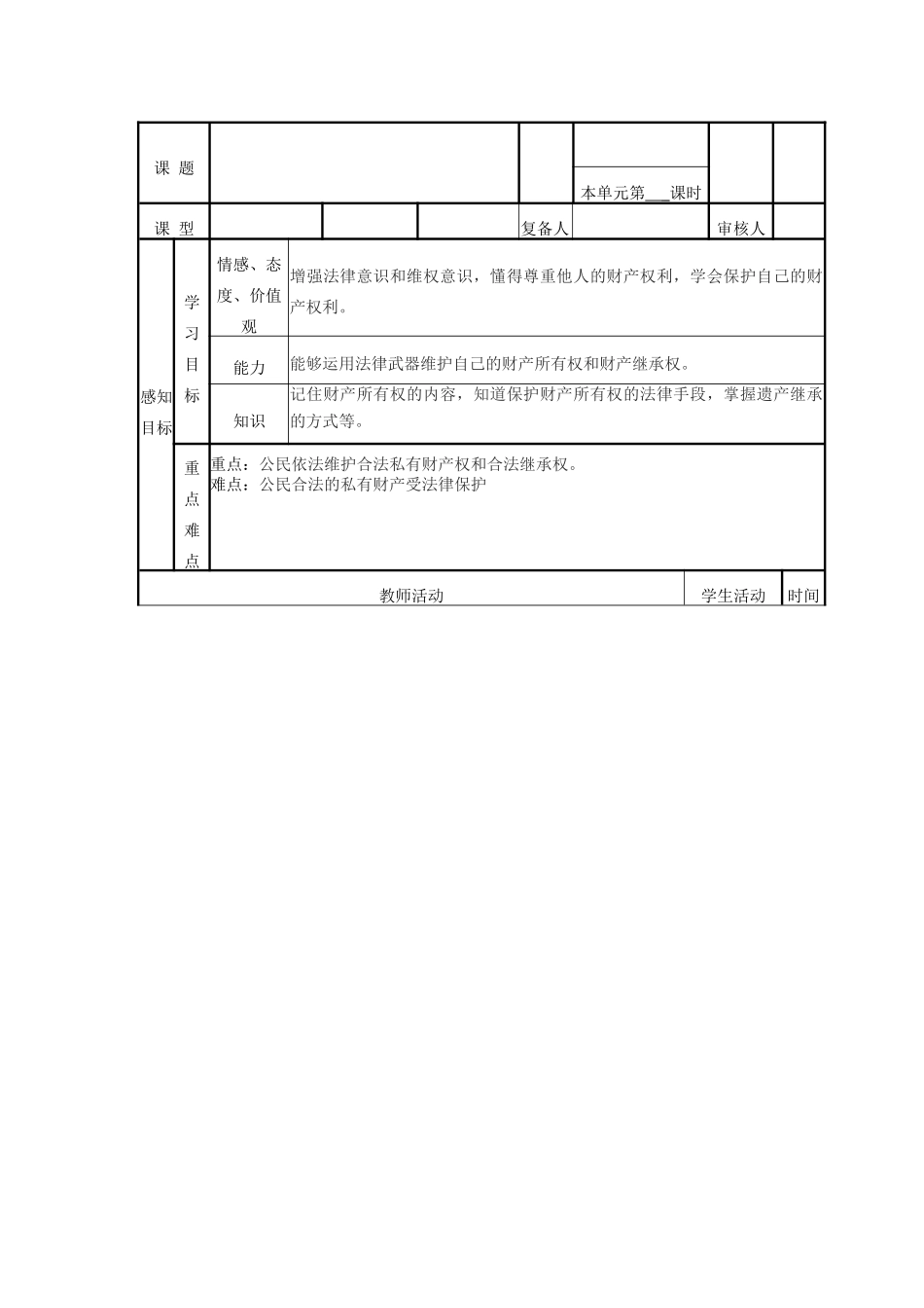 山东省邹平县实验中学八年级政治下册《第一节 财产属于谁 留给谁》教学案 新人教版教材_第2页