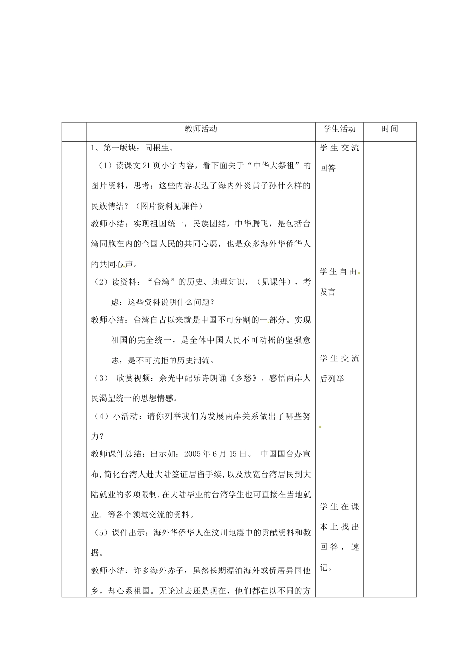 山东省邹平县实验中学八年级政治下册《第2课 第2节 我们都是龙的传人》教学案 新人教版教材_第2页