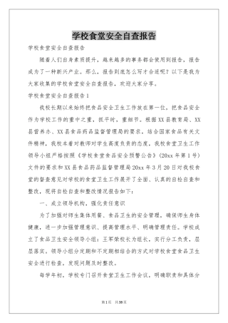 学校食堂安全自查报告