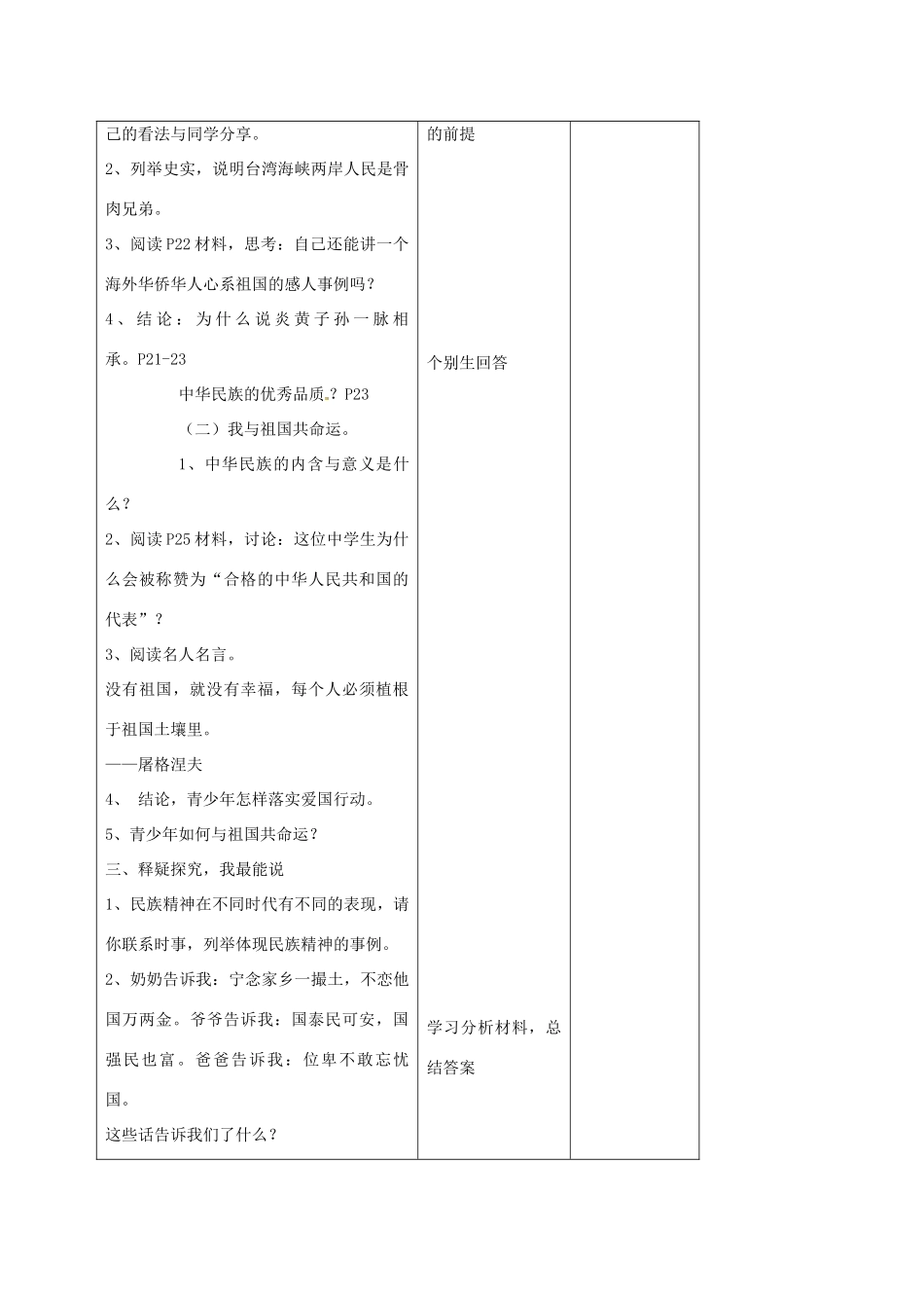 山东省胶南市理务关镇中心中学八年级政治上册《2.2我们都是龙的传人》教学设计_第3页