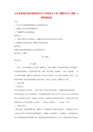 山东省肥城市湖屯镇初级中学八年级语文下册《藤野先生》教学设计 人教新课标版教材
