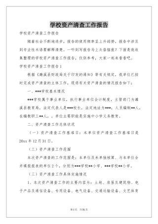 学校资产清查工作报告