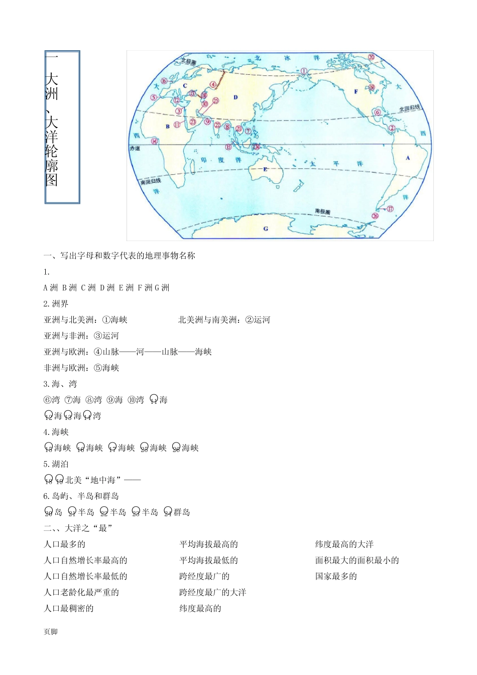 初中地理填图练习(打印版有答案) _第1页