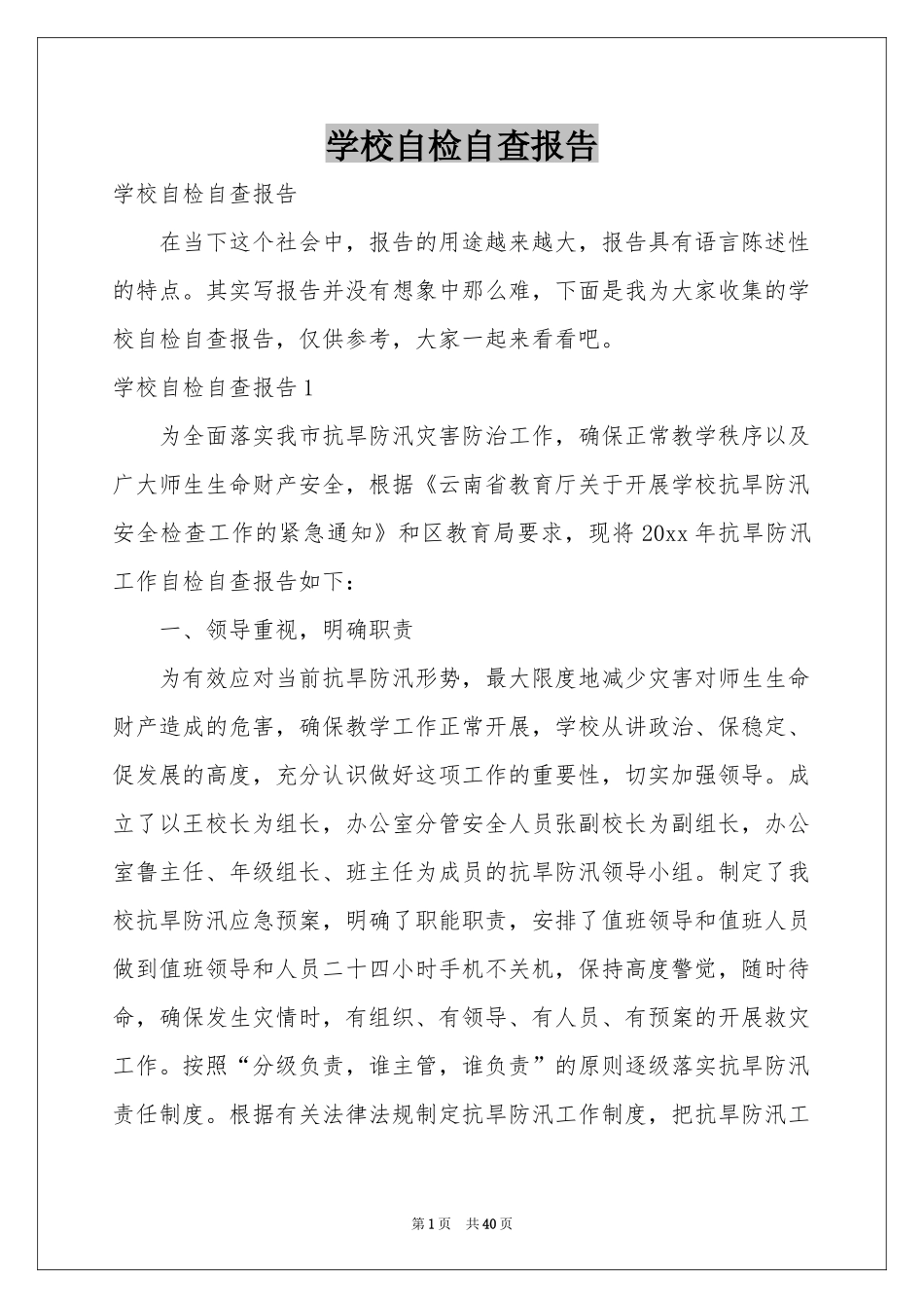 学校自检自查报告_第1页