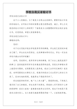学校自我反省检讨书