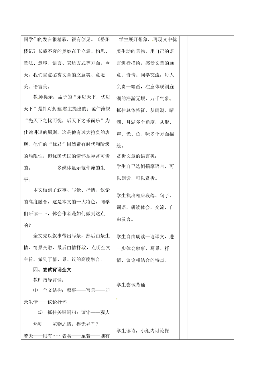 山东省滨州市邹平实验中学八年级语文下册 岳阳楼记教学设计2 新人教版教材_第2页