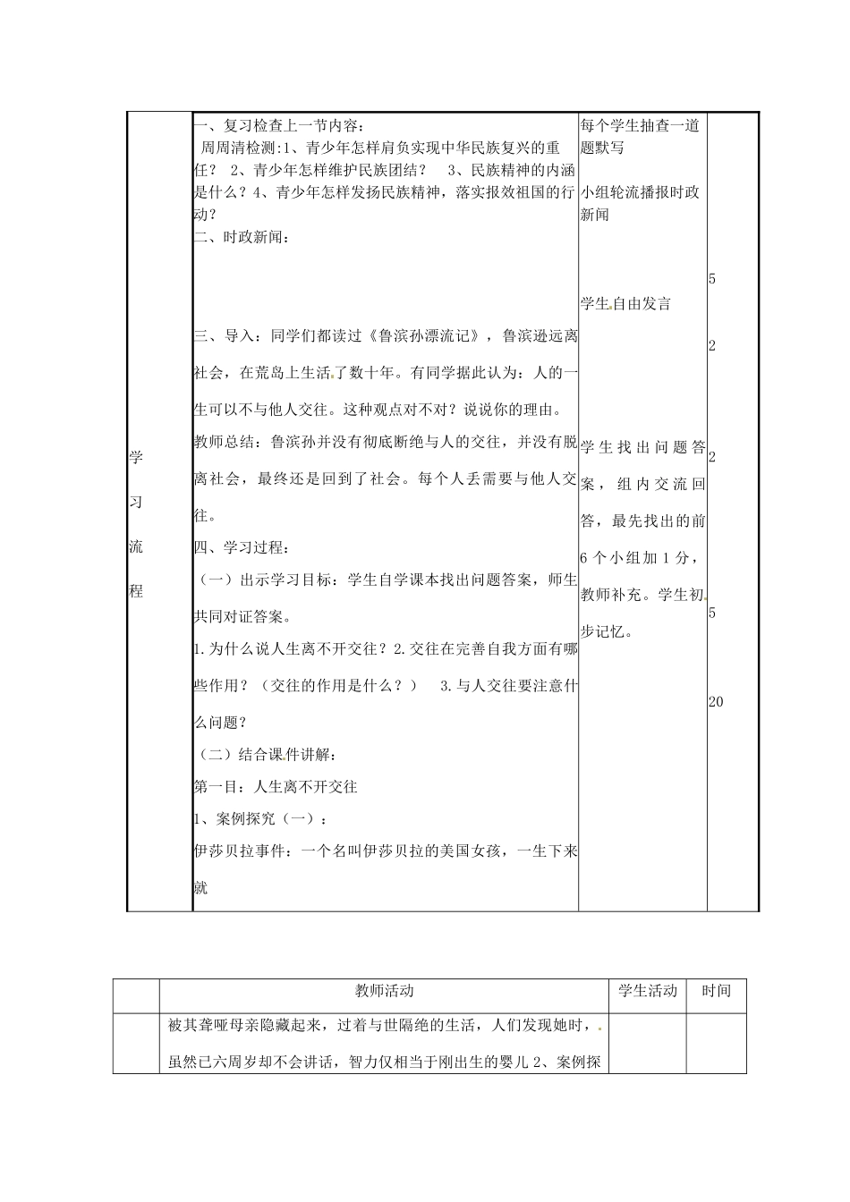 山东省滨州市邹平实验中学八年级政治上册《第三课在交往中完善自我》教学设计 鲁教版教材_第2页