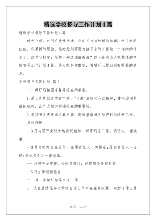 学校督导工作参考计划4篇