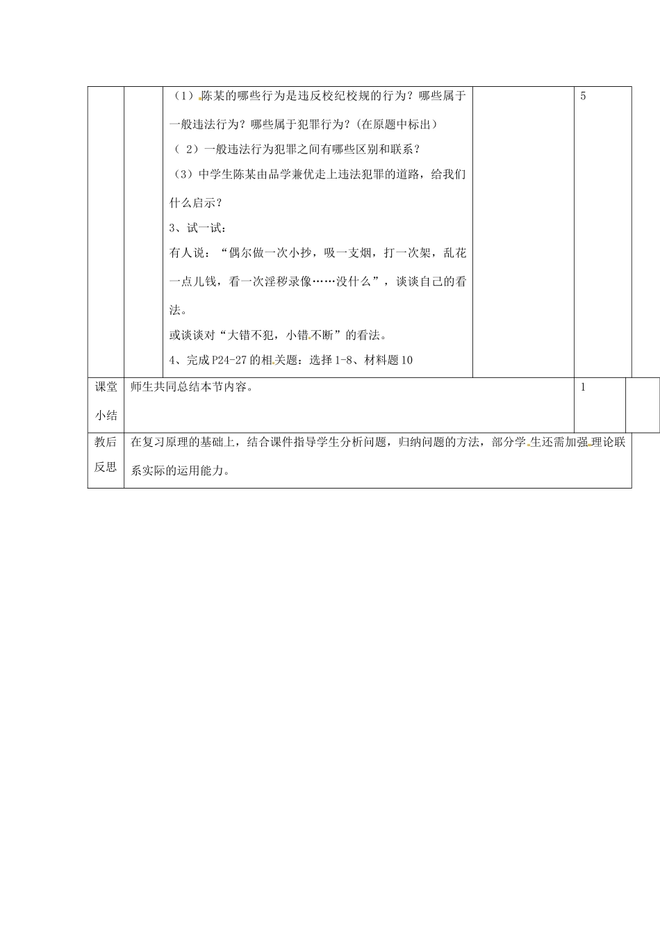 山东省滨州市邹平实验中学七年级政治下册《第15课抵制不良诱惑，预防违法犯罪》复习教学设计 鲁教版教材_第3页