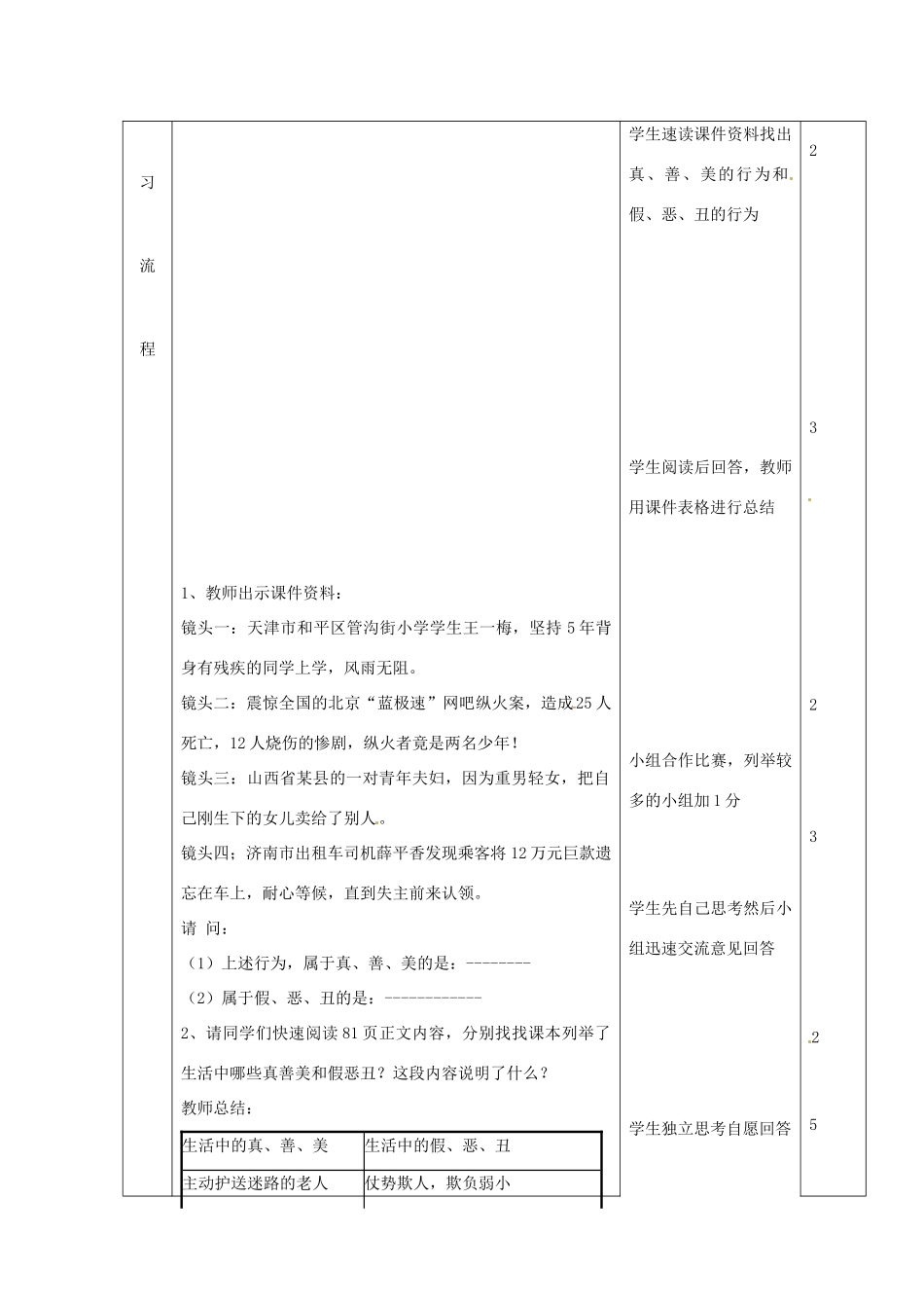 山东省滨州市邹平实验中学七年级政治下册《生活中有是非善恶》教学设计 鲁教版教材_第3页