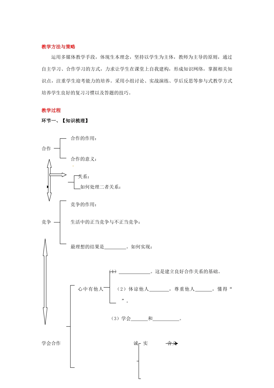 山东省滕州市大坞镇大坞中学八年级政治上册《在合作中发展》教学设计 鲁教版教材_第2页