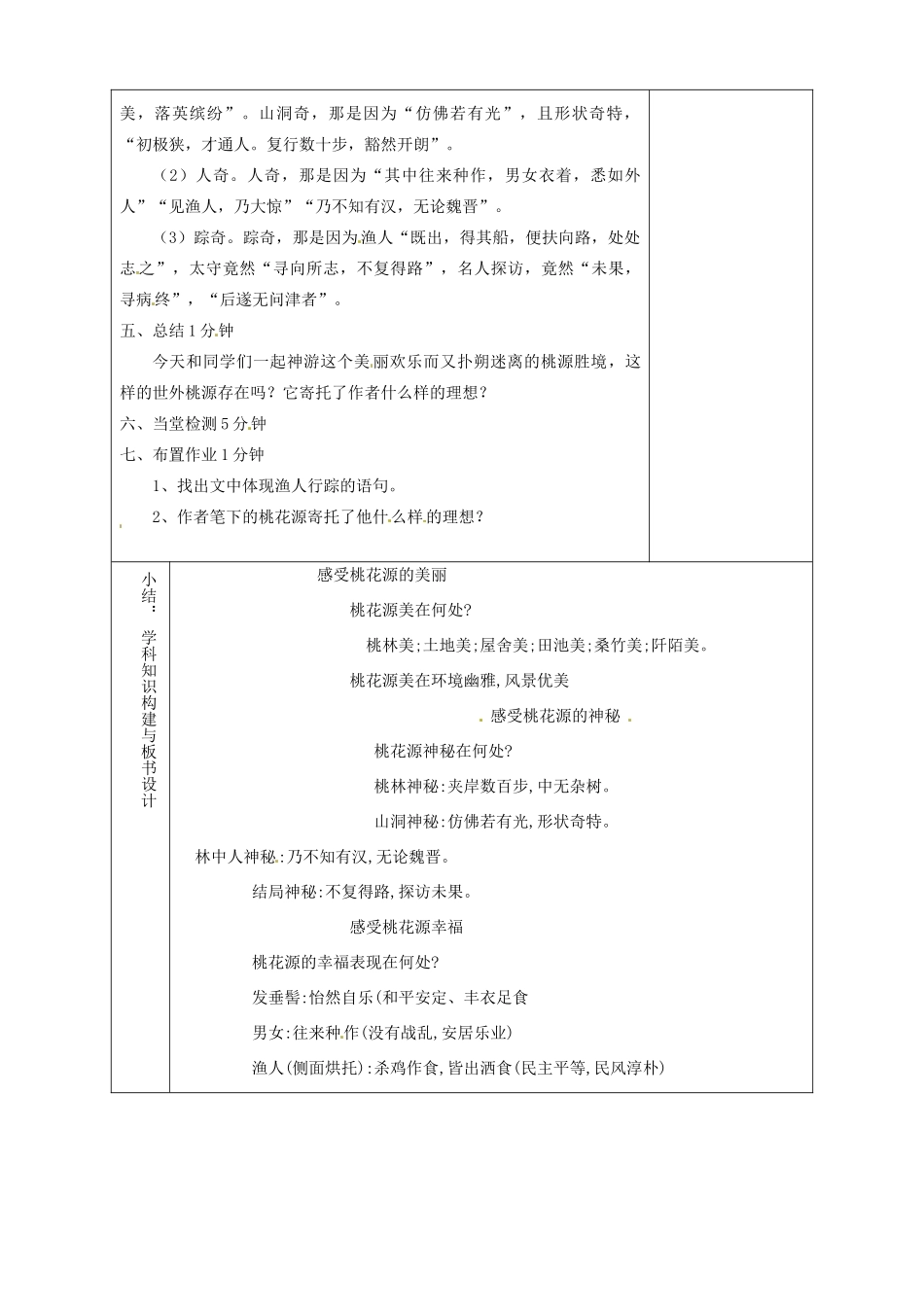 山东省淄博市临淄区第八中学七年级语文上册《第25课 桃花源记》教学设计1 鲁教版教材五四制_第3页