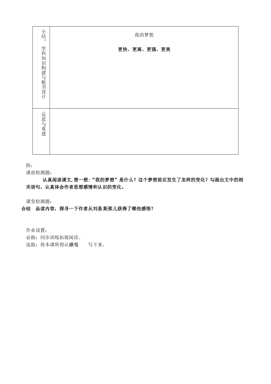 山东省淄博市临淄区第八中学七年级语文上册《第15课 我的梦想》教学设计 鲁教版教材五四制_第2页