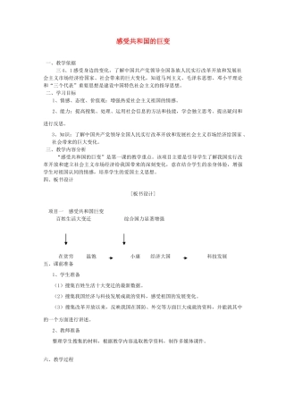 山东省泰安市泰山区省庄镇第二中学九年级政治全册 第二单元 第三课 感受共和国的巨变教学设计 鲁教版教材