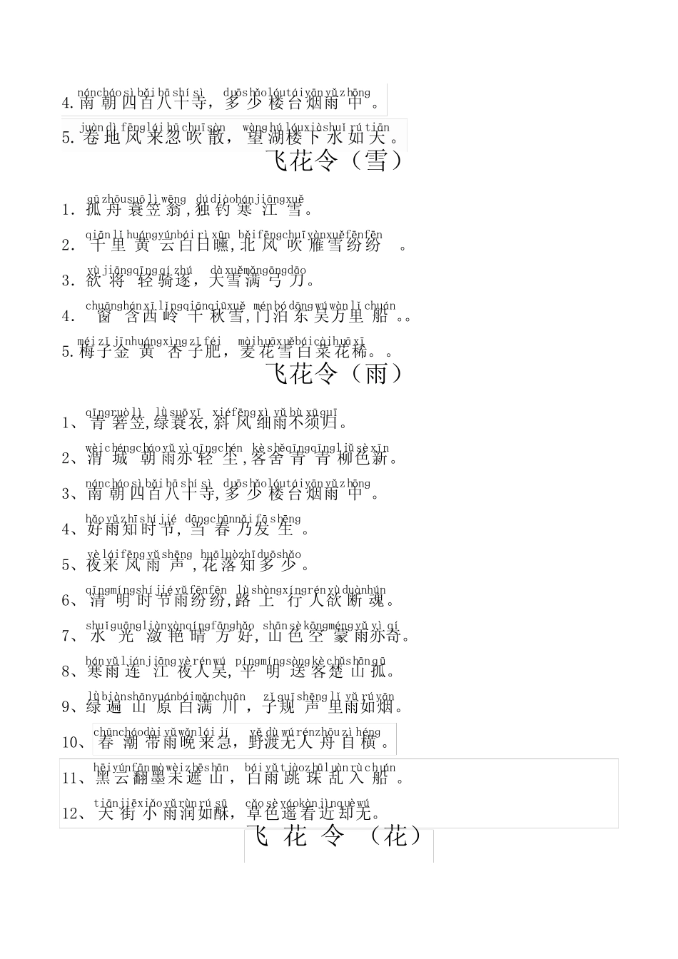 (完整word)飞花令(小学生必背古诗75首)注音版 _第2页