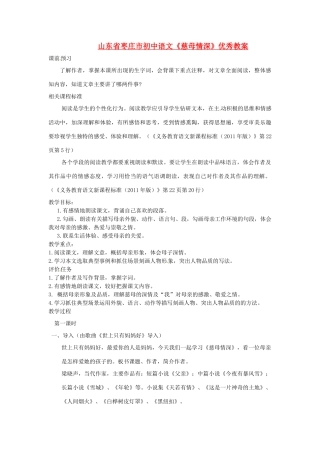 山东省枣庄市初中语文《慈母情深》优秀教学设计